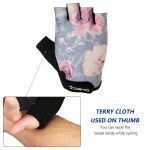 Ladies Cycling Gloves Half Finger Padded Palm Flower D1 - Image 3