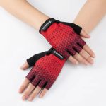 Ladies Cycling Gloves Half Finger Padded Palm Red D3