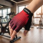 Ladies Cycling Gloves Half Finger Padded Palm Red D3 - Image 7
