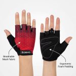 Ladies Cycling Gloves Half Finger Padded Palm Red D3 - Image 6