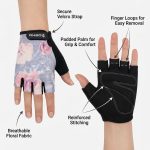 Ladies Cycling Gloves Half Finger Padded Palm Flower D1 - Image 5