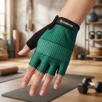 Womens Cycling Gloves Half Finger Padded Palm Green D2 - Image 7