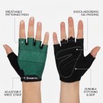 Womens Cycling Gloves Half Finger Padded Palm Green D2 - Image 6