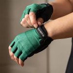 Womens Cycling Gloves Half Finger Padded Palm Green D2 - Image 8