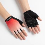 Ladies Cycling Gloves Half Finger Padded Palm Red D4