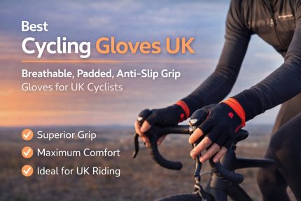 Cyclist wearing gloves, promoting comfort.